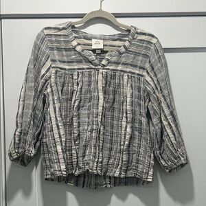 Knox Rose Navy and Cream Striped Blouse